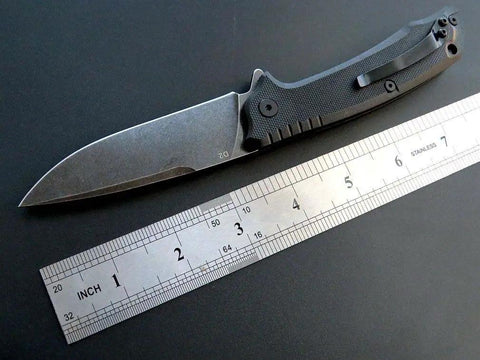 Folding Knife With D2 Blade And G10 Handle, Durable Everyday Carry Pocket Knife for Survival, alongside ruler for scale