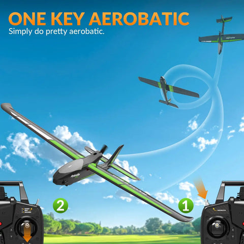 Stunt Ready To Fly 4 Channel RC Plane Ranger600 Glider performing aerobatics in blue sky with remote controllers, durable EPP foam airplane