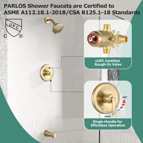 Dope Matte Black Shower System With Tub Spout And Valve Included, 5 Setting Shower Head, Diverter, Wall Mounted, Solid Brass