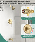 Brushed Gold Shower System With 5 Setting Shower Head And Tub Spout Diverter Valve Included Wall Mounted Multi Function