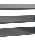 Garage Ready Heavy Duty Three Shelf Work Bench Storage Rack With Angled Shelves For Plastic Bins, 36 And Three Quarters Inches Wide, 12 Inches Deep, 25 Inches High, Gray side view