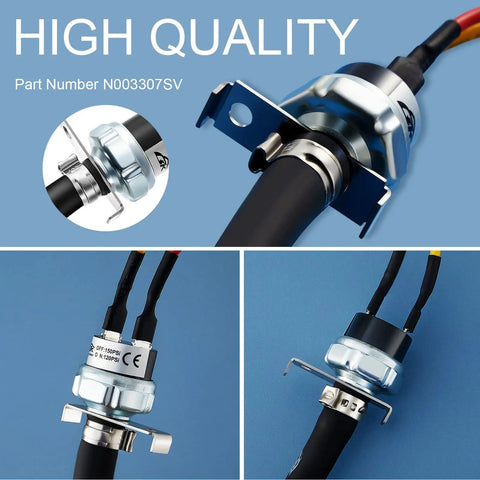 Air Pressure Switch For Air Compressors 70-180 PSI 120V AC Controller with hose fittings and clamp, ready to install.