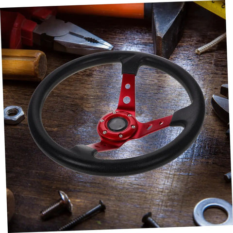 Racing Steering Wheel 14 Inch Aluminum PU Drift Style With Horn Button For Car Golf Cart Truck Simulator Red Sporty Grip