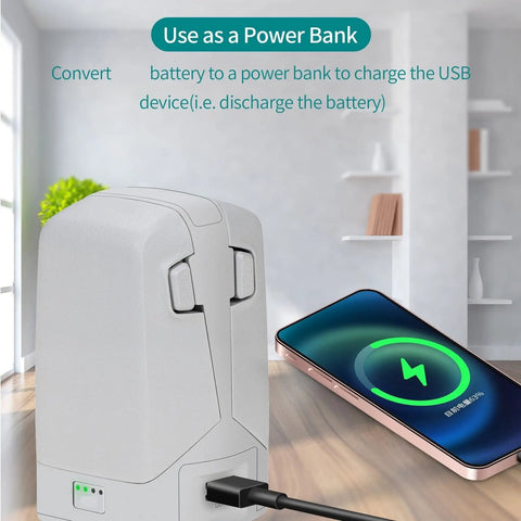 Two Way Charging Hub for Drone Batteries and Vertical Power Bank Station, charging phone using battery as power bank.