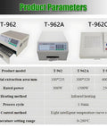 Comparison chart of Automatic Reflow Soldering Oven With Infrared Heater And Hot Air Circulation including Model T962A.