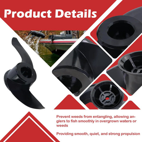 Weedless Propeller For Ghost Trolling Motors, Black Finish, Quiet, Durable Prop That Prevents Weed Tangling, Smooth Power And Easy Install, Fits Ghost Trolling Motor Propellers, Perfect For Weedy Water Fishing