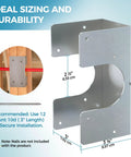 Stud Shoes For Double 2X Studs In 16 Gauge Galvanized Steel, 6.25 Inch Height And 3 Inch Width, ideal for securing pipes