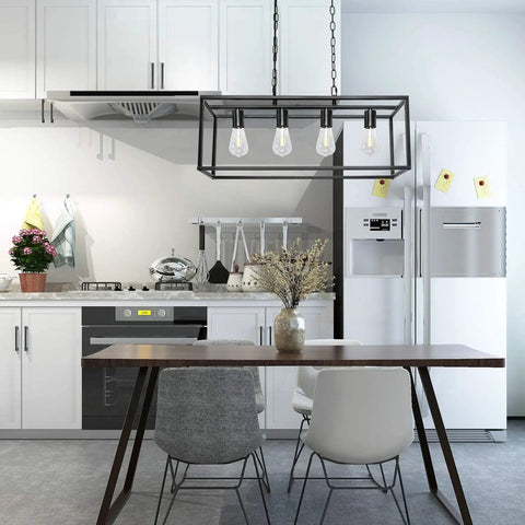Dope 4 Light Matte Black Industrial Farmhouse Pendant Light For Dining Room
