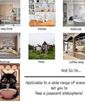 Collage showcasing Retro Style Cat Eating Ramen Metal Sign 8x12 Inch in living room, kitchen, bathroom, and more applications.