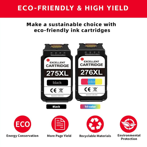 275XL Black And 276XL Tri Color Ink Cartridges 2 Pack For TR4700 TR4720 TS3522 TS3700 TS3720 TS3722 TS3500 Printers No-Fuss Swap Replacement