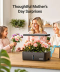 Family using Indoor Hydroponics Grow Kit With 12 Pods, LED Grow Light And Built In Fan, Auto Timer in kitchen setting