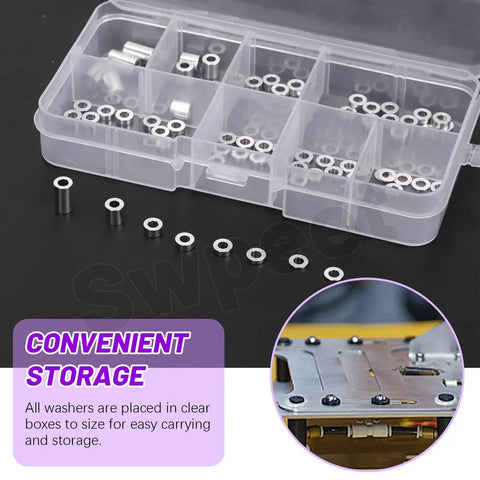 65Pcs M3 Aluminum Spacer Kit With 3.1Mm ID And 6Mm OD Eight Lengths From 0.5 To 10Mm Unthreaded Round Standoffs Silver