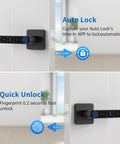 Smart Biometric Fingerprint Door Lock with App and Passcode, five unlocking methods, shown in installed view