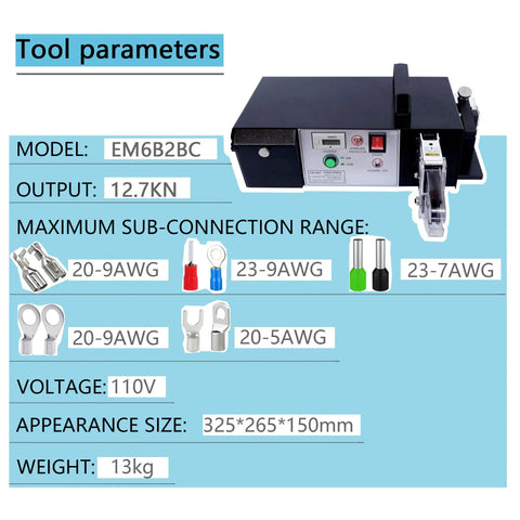 Terminal Crimping Tool With Seven Die Sets For Insulated And Noninsulated Terminals Ferrule Crimping Machine specs