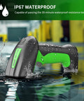RD Series 2D QR Industrial Bluetooth Barcode Scanner With Charging Dock RD1950 submerged in water showcasing IP67 waterproof feature