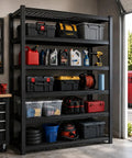 Heavy Duty 5 Tier Garage Shelving Unit With Reinforced Steel Wire Mesh Shelves, 24 Inch Deep, 72 Inch High, 40W x 24D, Keeps 27-Gallon Totes, Tools, Basement And Warehouse Organized, Black in garage