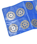 32 Piece Cutting Wheel Set With HSS Circular Saw Blades And Diamond Cutter Wheels Kit displayed in blue pouch