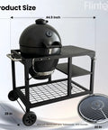 Kickass 22 Inch Steel Kamado Charcoal Grill And Egg Smoker With Cart showing 22 inch size and dimensions on a cart.