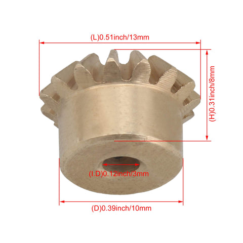 Close-up of a copper 15-tooth gear from the Six Piece 0.8 Module Bevel Gear Set With 15 Teeth Beefy Copper Transmission Gears Inner Hole 3mm Screws
