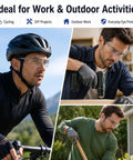 Slick Heavy Duty Photochromic Polarized Safety Glasses With Impact Resistant Lenses For Outdoor Work Featuring Smooth Transition Shades and Dead Serious Anti Glare Protection In Classic Grey worn by men during cycling and DIY projects.