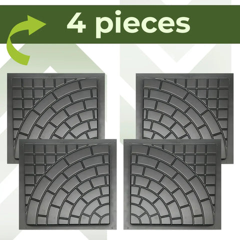 Four Piece Plastic Concrete Molds Set For DIY Paving Pathways Cobblestone Look Big Pathmaker Molds shown in grid layout.
