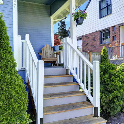 Heavy Duty Adjustable Deck Post Base Brackets Kit Fits 1.5x1.5 2x2 2x4 4x4 Wood Posts Reversible For Fences Pergolas Railings And Outdoor Projects Built Tough For Any Outdoor Setup Easy To Install used on porch steps.