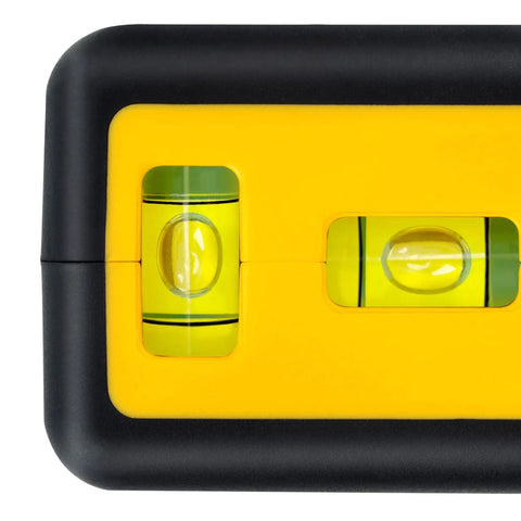 360 Degree Rotating Laser Level For Picture Hanging And Home Renovation That Feels Like A Workhorse With 2 Extra Large Backlit Bubble Vials close-up