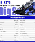 Mini Crawler Skid Steer Loader 22 HP With Dual Cooling System Air Cooler And Engine Fan Built Tough DS-SS70