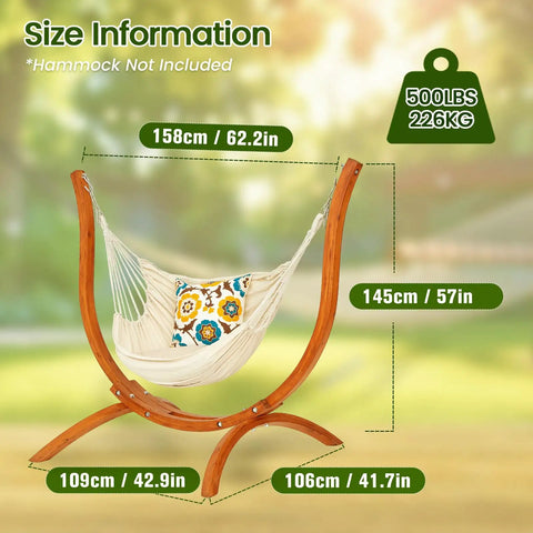Premium Wooden Hammock Stand for Indoor and Outdoor Use, Heavy Duty Solid Wood Frame Supports Up to 500 Lbs, Hammock Not Included