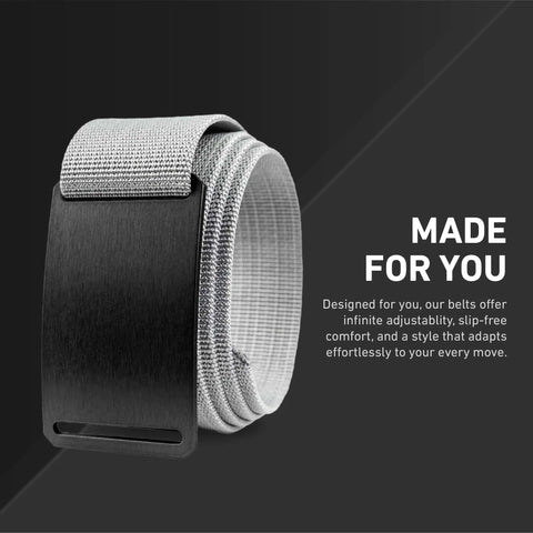 Heavy Duty Tactical Nylon Belt With Aluminum Buckle For Men And Women Adjustable Everyday Carry Belt For Work Golf EDC Hiking And Casual Wear Made In The USA Medium 32 To 34 Titanium belt displayed coiled.