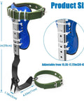 Tree Climbing Spikes Set With Adjustable Climbing Belt showing product size and ergonomic foot plates