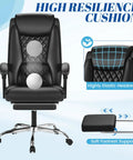 Ergonomic Office Chair With Footrest For All Day Comfort High Back Leather Desk Chair with resilient cushioning and footrest