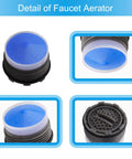 Close-up view of 12 Pack Universal Faucet Aerators With 6 Piece Heavy Duty Removal Wrench For Sinks And Kitchen Fixtures.
