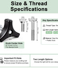 Size and thread specifications for Honda Lawn Mower Handle Knobs Kit Four Pack Replacement Nuts And Bolts Universal Fit