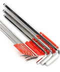 High Grade Chrome Vanadium Metric Hex Key Set Wrench Tool Kit With Case Sizes 1.5mm To 10.0mm, red holder