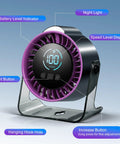 Rechargeable Desk Fan With 100 Speed Stepless Control LED Display And Night Light 7 Blades 12 Hour Battery with highlighted features