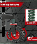 Heavy Duty Gate Wheel 8 Inch Swivel Caster With Spring Loaded 360 Degree Rotation, 650Lb Capacity For Wood And Metal Gates