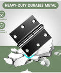 Beefy 3 Inch Door Hinges 24 Pack Black Square Hinge Set With Soft Close Cushion For Interior And Exterior Doors Rust Resistant