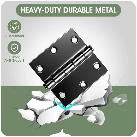 Beefy 3 Inch Door Hinges 24 Pack Black Square Hinge Set With Soft Close Cushion For Interior And Exterior Doors Rust Resistant