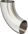Stainless Steel 304 Sanitary Weld Short Elbow Fitting, 90 Degree Polished Weld for 3 Inch Tube OD, Industrial Grade, Side View