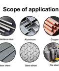 Scope of application for Carbide Tooth Tipped Hole Saw Cutter 1 Inch 25mm, showing various metal materials like steel, aluminum, copper.
