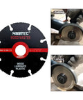 Heavy Duty 4 1/2 Inch Brazed Tungsten Carbide Cutoff Wheels With 7/8 Inch Arbor shows a cutting wheel used for cutting wood and plastic.