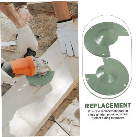 Angle Grinder Wheel Guard Protector Easy Install Safety Shield attachment viewed next to grinding machine in use on wood