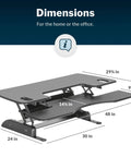 Dual Monitor Sit Stand Desk Riser 48 Inch Wide Desk Converter With 11 Height Settings fully assembled spring loaded lift lower keyboard