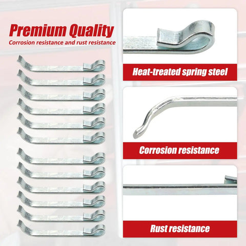 Badass 12 Piece Professional Toolbox Drawer Slide Retaining Keeper Clips Smooth Operator Replacement Hardware Fit For Napa Mac Matco Proto Mechanic Toolboxes, silver heat-treated spring steel clips.