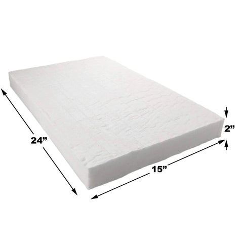 Front view of white ceramic fiber insulation blanket, 2 in thick, 15 x 24 in, 2400°F, Amazon 3033E