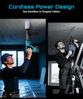 Men using Cordless SDS-Plus Rotary Hammer Drill With 2x5.0Ah Batteries, 3.2J Impact Energy, Brushless Motor for ceiling drilling