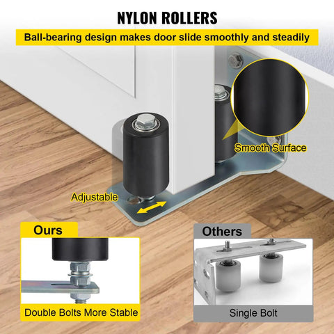 Gate Roller Guide for Sliding Gates Black Nylon Wheel Roller Kit With L Shape Bracket Zinc Painted Adjustable Bolts