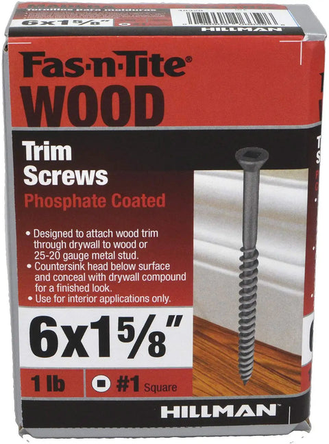 Slick Black Trim Screws 0.625 Inches With Square Drive And Sneaky Low Profile Head For Smooth Finish Work Tough construction fasteners in a box.