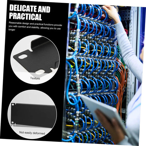 3 Pack Screw Mounted Blind Plates For Equipment Cabinets And Server Racks, Dust Guard Covers, Easy Install, Rugged Internal Equipment Shield, Keeps Machines Clean And Cool. Black metal rack plate